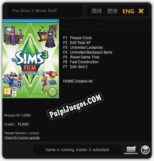 The Sims 3: Movie Stuff: Treinador (V1.0.15)