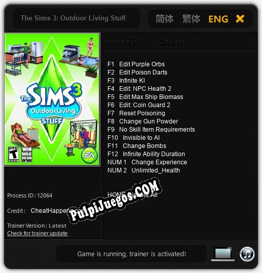 Entrenador liberado a The Sims 3: Outdoor Living Stuff [v1.0.1]