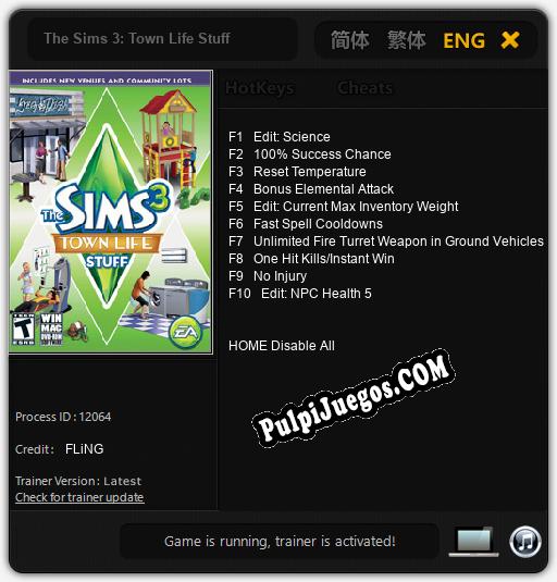 The Sims 3: Town Life Stuff: Treinador (V1.0.82)