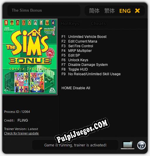 Entrenador liberado a The Sims Bonus [v1.0.9]