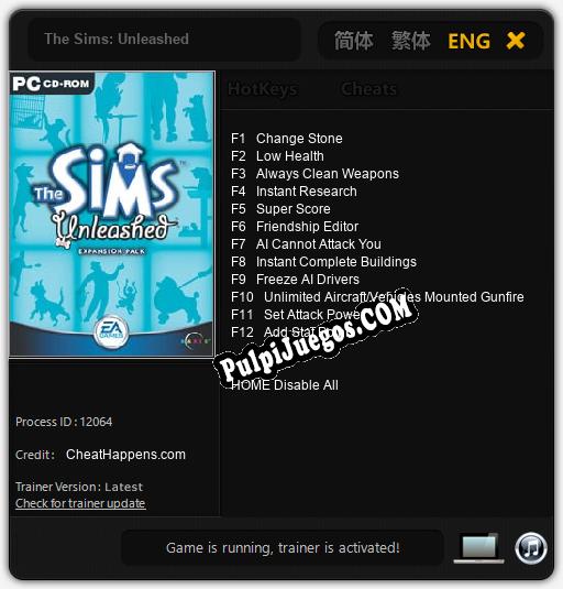 Entrenador liberado a The Sims: Unleashed [v1.0.3]