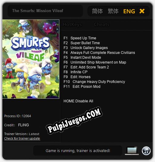 The Smurfs: Mission Vileaf: Treinador (V1.0.13)