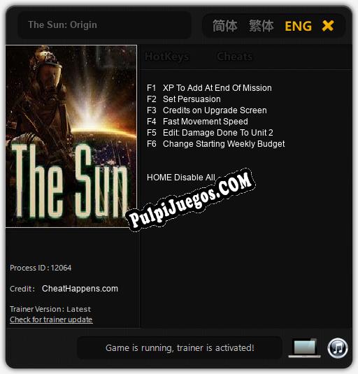 The Sun: Origin: Cheats, Trainer +6 [CheatHappens.com]