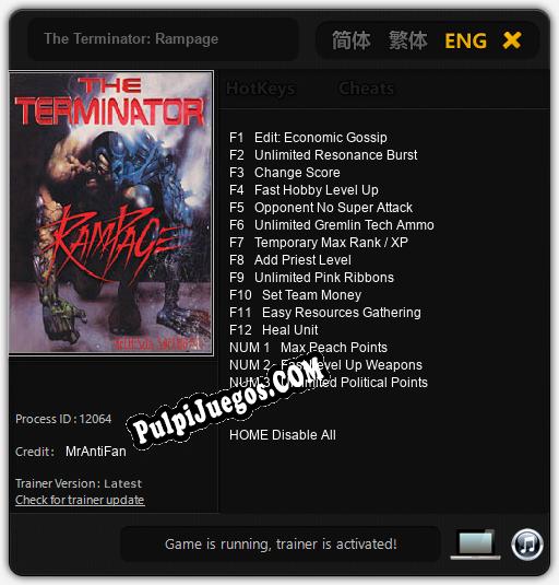 The Terminator: Rampage: Trainer +15 [v1.4]