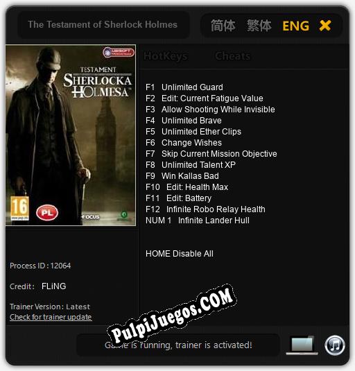 The Testament of Sherlock Holmes: Treinador (V1.0.87)