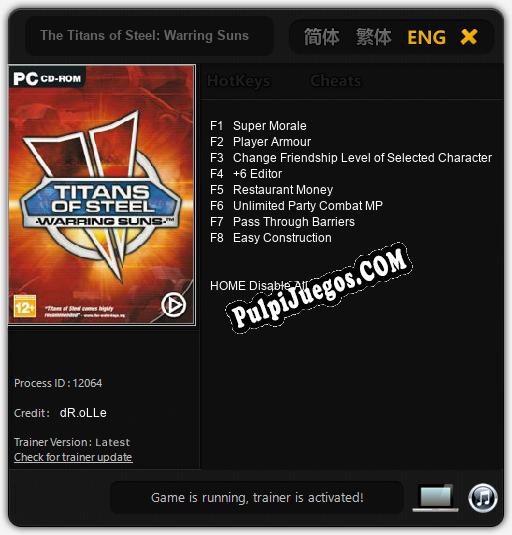 Entrenador liberado a The Titans of Steel: Warring Suns [v1.0.4]