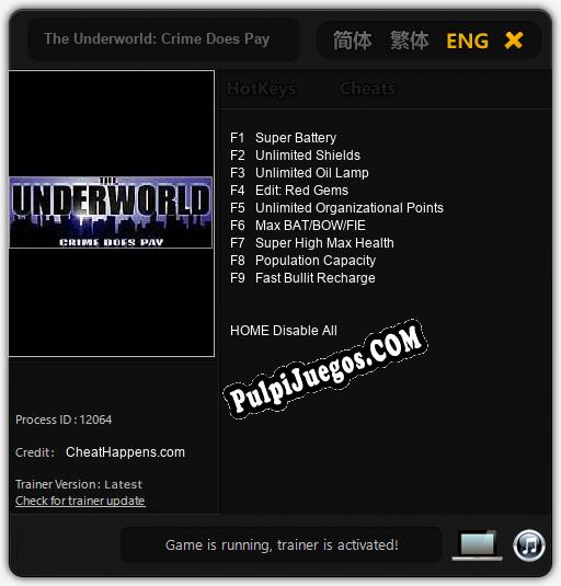 The Underworld: Crime Does Pay: Cheats, Trainer +9 [CheatHappens.com]