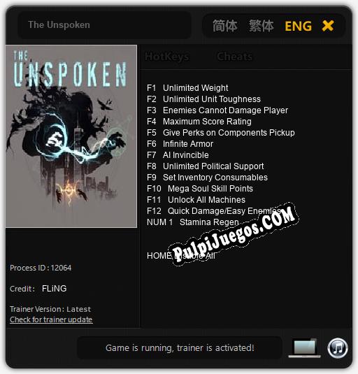 The Unspoken: Cheats, Trainer +13 [FLiNG]