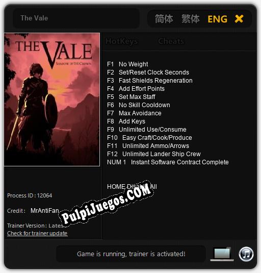 Entrenador liberado a The Vale [v1.0.2]