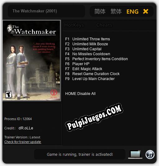 The Watchmaker (2001): Trainer +9 [v1.4]