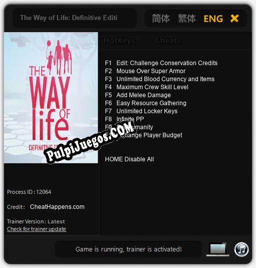 The Way of Life: Definitive Edition: Treinador (V1.0.16)