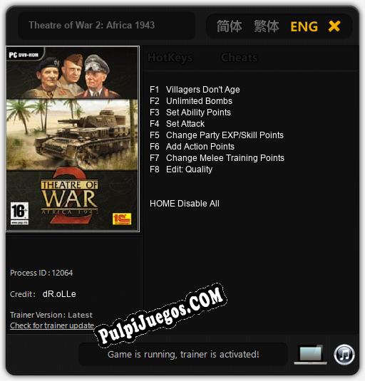 Theatre of War 2: Africa 1943: Trainer +8 [v1.8]