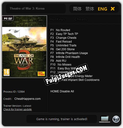 Theatre of War 3: Korea: Trainer +14 [v1.3]