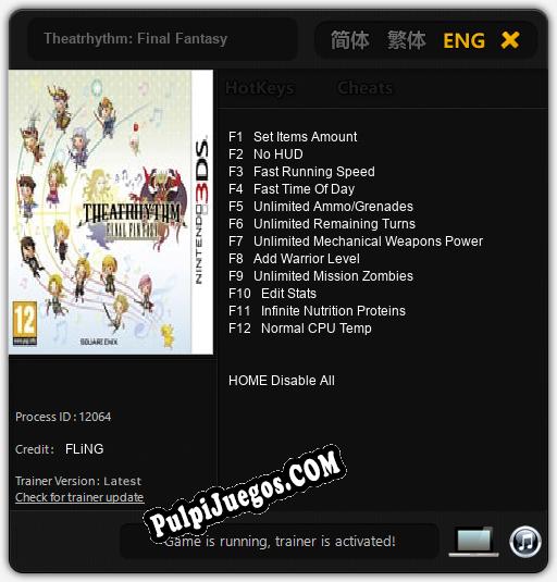 Theatrhythm: Final Fantasy: Trainer +12 [v1.7]