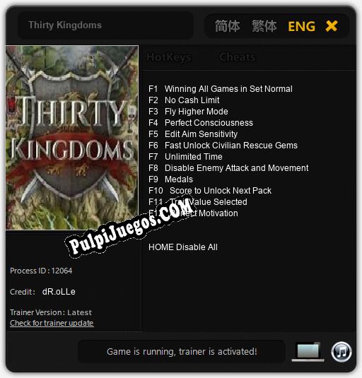 Thirty Kingdoms: Cheats, Trainer +12 [dR.oLLe]