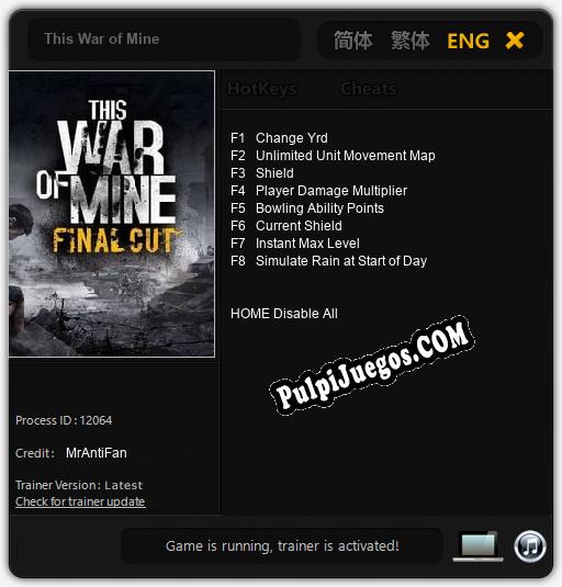 This War of Mine: Trainer +8 [v1.3]