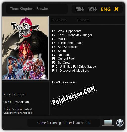 Three Kingdoms Brawler: Cheats, Trainer +11 [MrAntiFan]