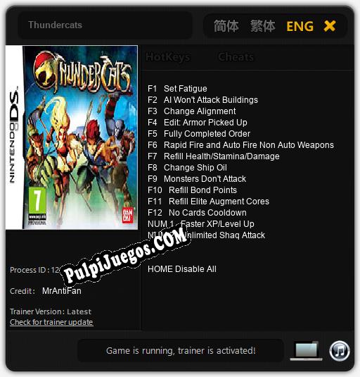 Entrenador liberado a Thundercats [v1.0.8]