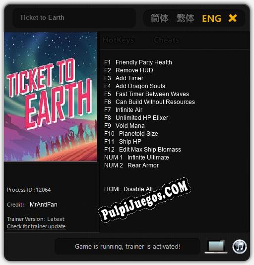 Ticket to Earth: Cheats, Trainer +14 [MrAntiFan]