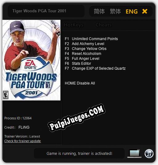 Tiger Woods PGA Tour 2001: Treinador (V1.0.48)