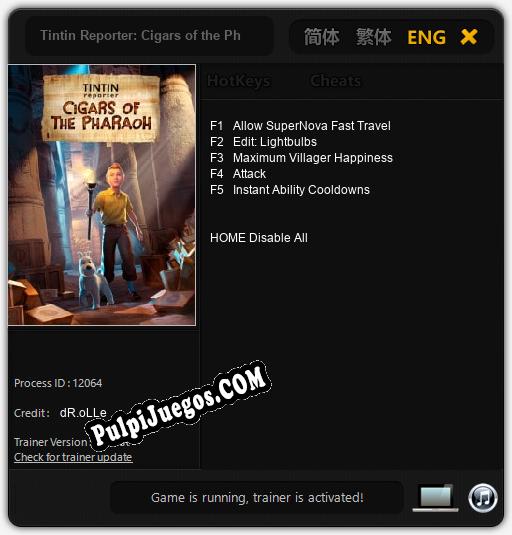 Tintin Reporter: Cigars of the Pharaoh: Trainer +5 [v1.9]