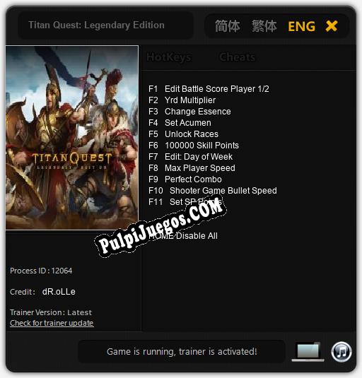 Titan Quest: Legendary Edition: Treinador (V1.0.59)