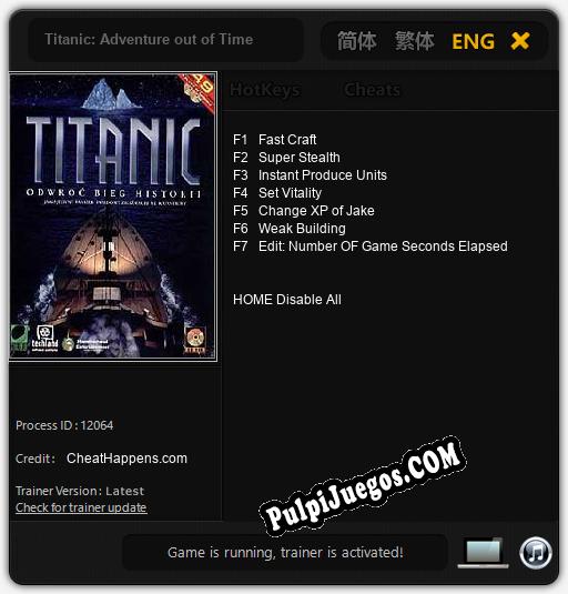 Entrenador liberado a Titanic: Adventure out of Time [v1.0.6]