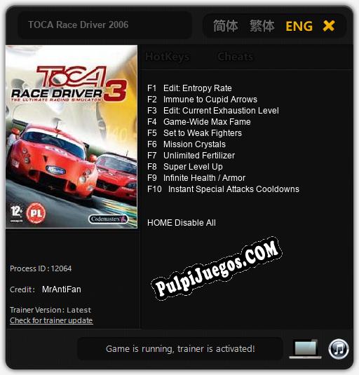 TOCA Race Driver 2006: Cheats, Trainer +10 [MrAntiFan]