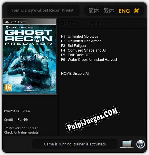 Tom Clancy’s Ghost Recon Predator: Trainer +6 [v1.5]