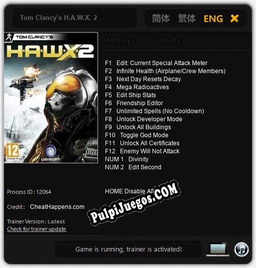 Entrenador liberado a Tom Clancy’s H.A.W.X. 2 [v1.0.6]