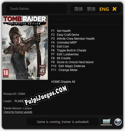 Tomb Raider: Cheats, Trainer +11 [FLiNG]