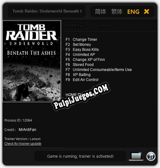 Entrenador liberado a Tomb Raider: Underworld Beneath the Ashes [v1.0.9]