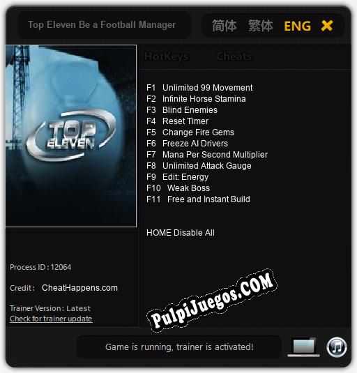 Top Eleven Be a Football Manager: Cheats, Trainer +11 [CheatHappens.com]