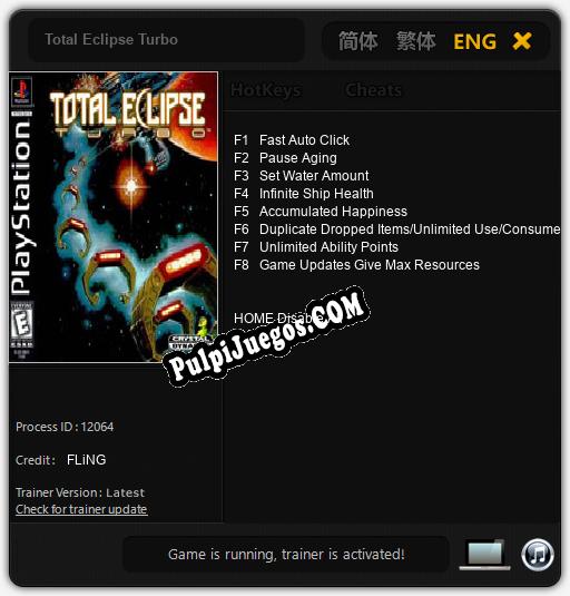 Total Eclipse Turbo: Trainer +8 [v1.6]