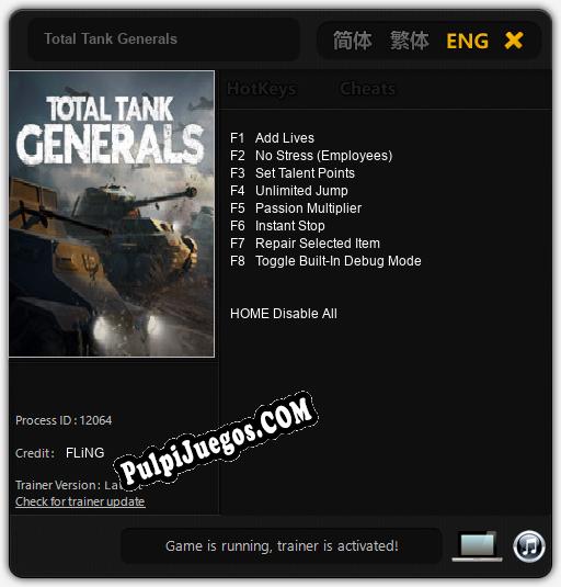 Entrenador liberado a Total Tank Generals [v1.0.5]