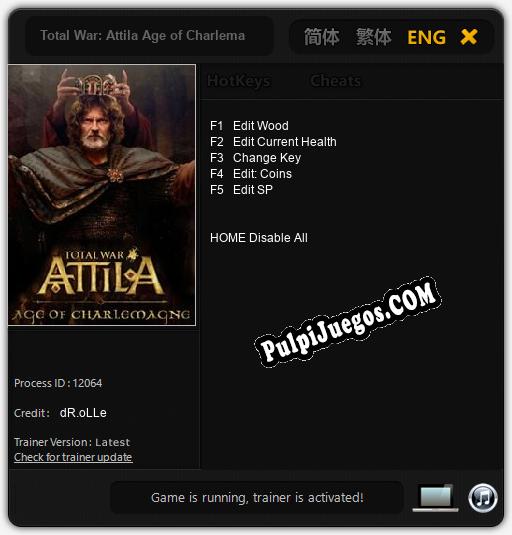 Entrenador liberado a Total War: Attila Age of Charlemagne [v1.0.7]