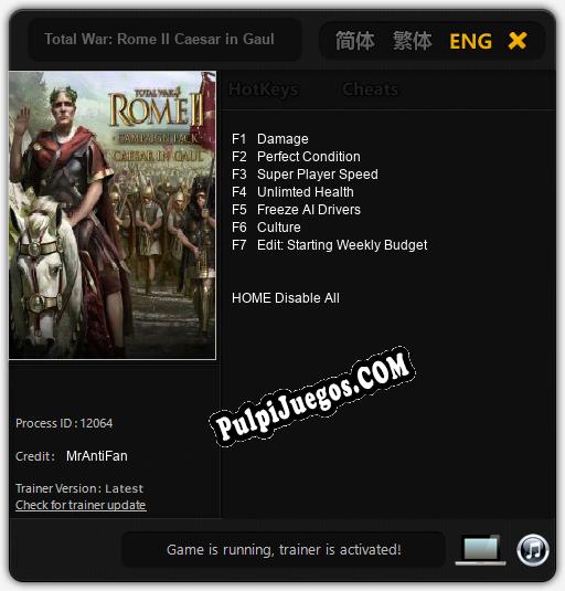 Total War: Rome II Caesar in Gaul: Cheats, Trainer +7 [MrAntiFan]