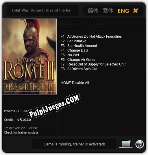 Total War: Rome II Rise of the Republic: Cheats, Trainer +8 [dR.oLLe]