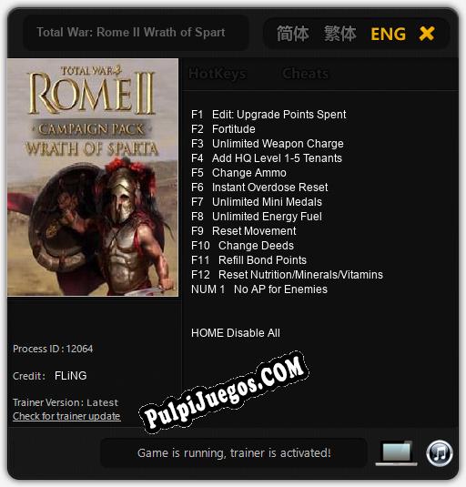 Total War: Rome II Wrath of Sparta: Trainer +13 [v1.5]