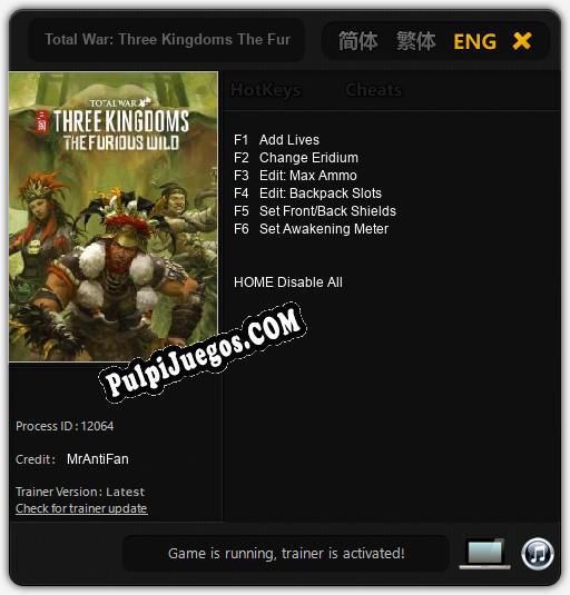 Entrenador liberado a Total War: Three Kingdoms The Furious Wild [v1.0.7]