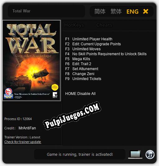 Entrenador liberado a Total War [v1.0.3]