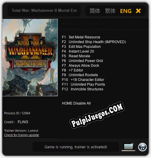 Total War: Warhammer II Mortal Empires: Cheats, Trainer +12 [FLiNG]