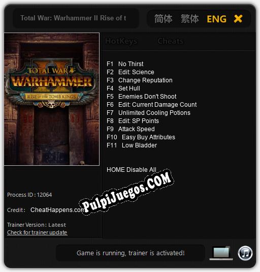 Total War: Warhammer II Rise of the Tomb Kings: Cheats, Trainer +11 [CheatHappens.com]