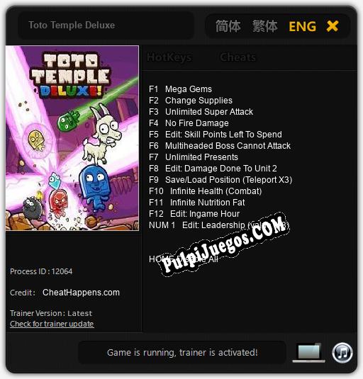 Entrenador liberado a Toto Temple Deluxe [v1.0.1]