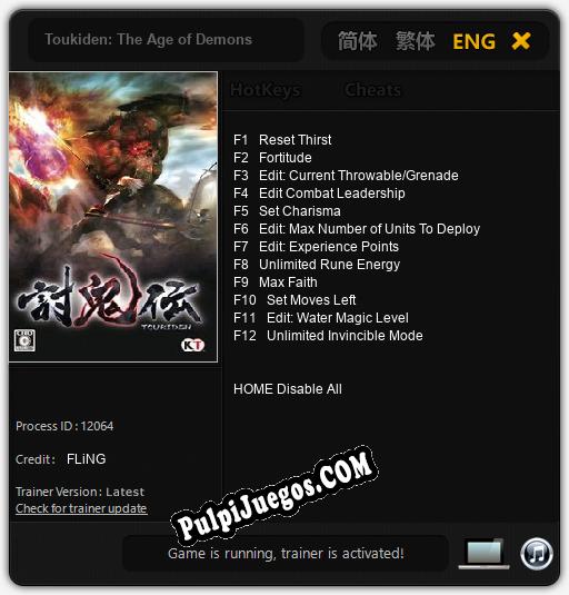 Toukiden: The Age of Demons: Treinador (V1.0.54)