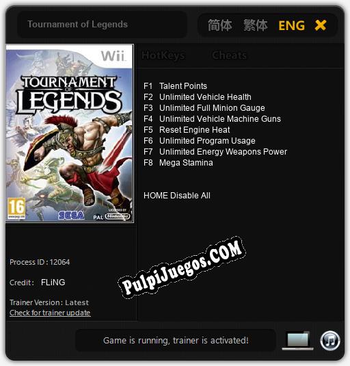 Tournament of Legends: Cheats, Trainer +8 [FLiNG]