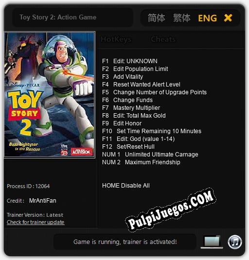 Toy Story 2: Action Game: Treinador (V1.0.91)