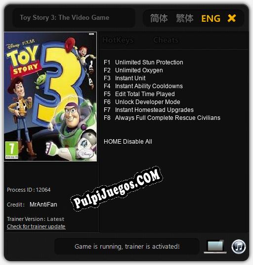 Entrenador liberado a Toy Story 3: The Video Game [v1.0.9]