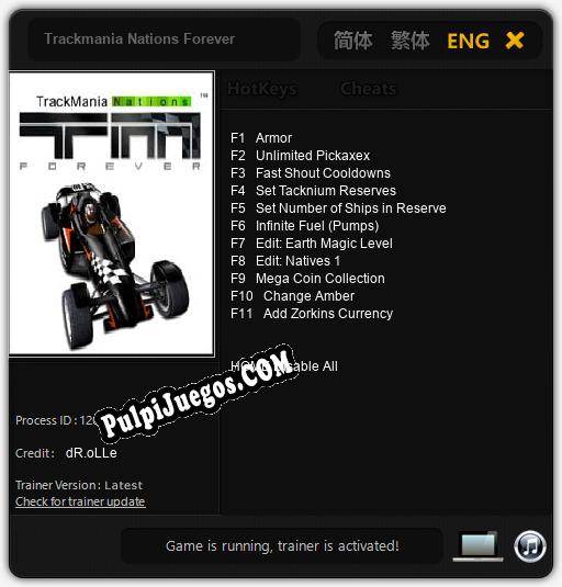 Trackmania Nations Forever: Trainer +11 [v1.8]