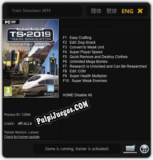 Train Simulator 2019: Cheats, Trainer +10 [dR.oLLe]